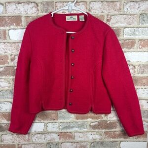 Vintage Carroll Reed Hot Pink Magenta Fuschia Classic Boiled Wool Sweater Sz 10